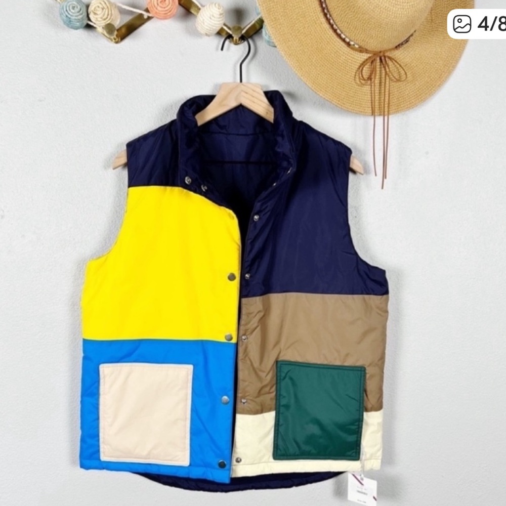 KULE Adult Colorblock Vest - Navy, Yellow, Brown, Green